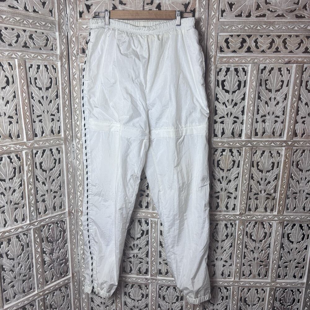 Vintage Zip Off Convertible Lined Pants White Black Stripe Contrasting Size L